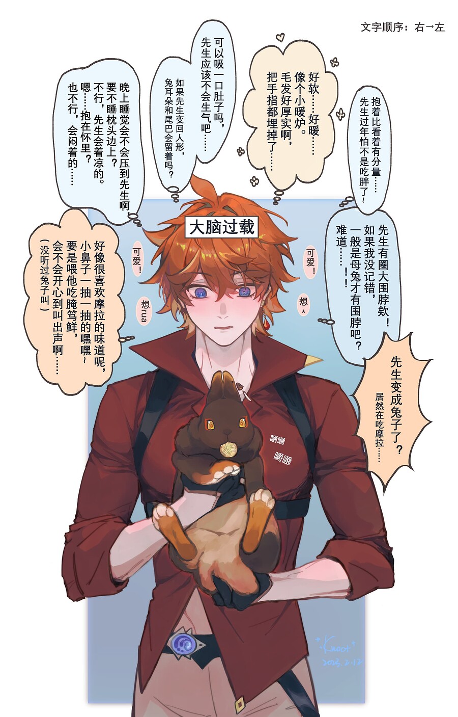 鸭鸭教你如何抱兔兔 带文字